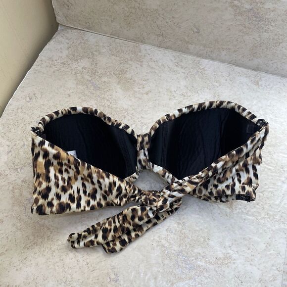 CARMEN MARC VALVO ZANZITAR SHIRRED BANDEAU IN LEOPARD PRINT - Picture 4 of 8